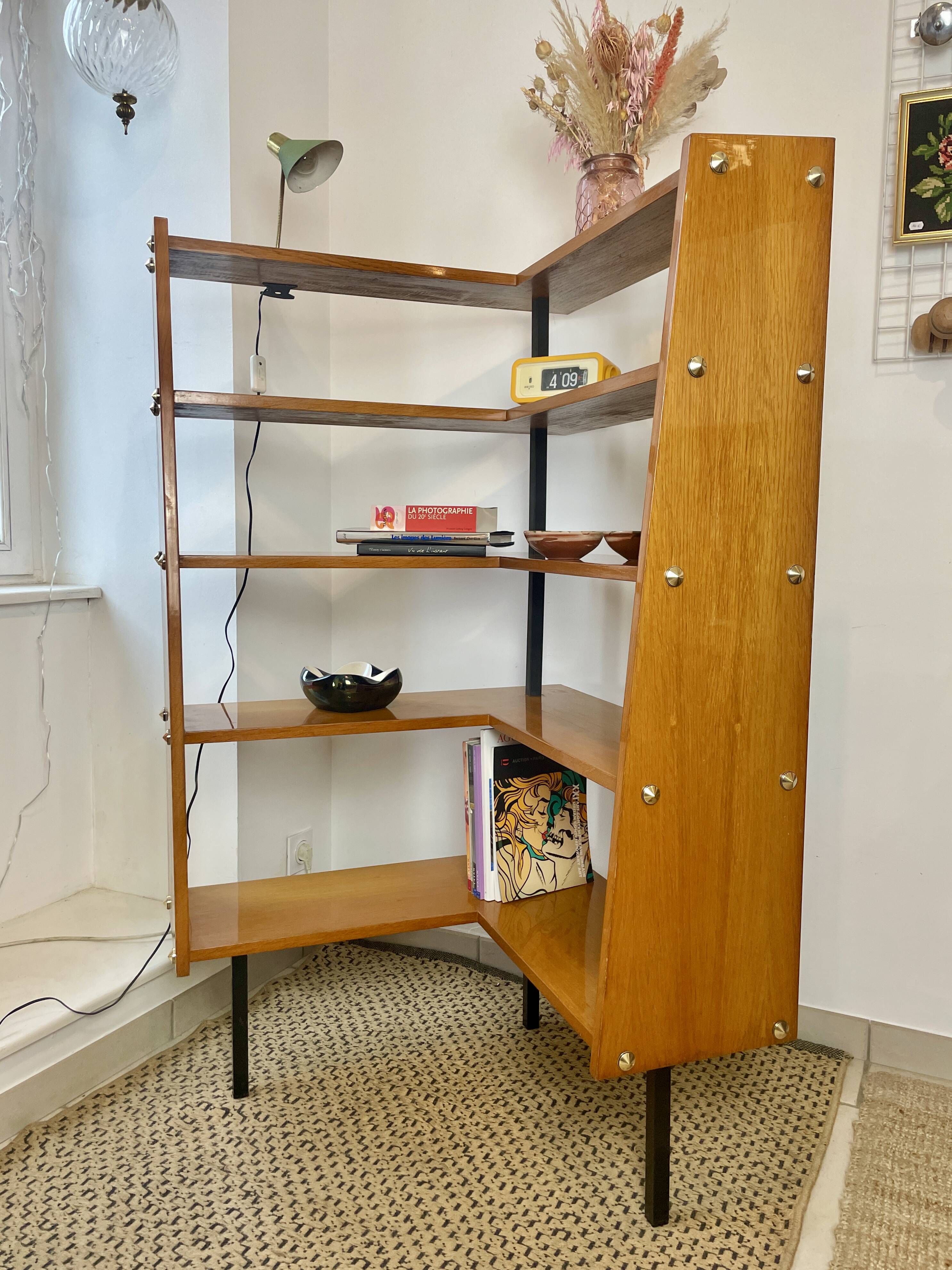 Bibliothèque d'angle années 50