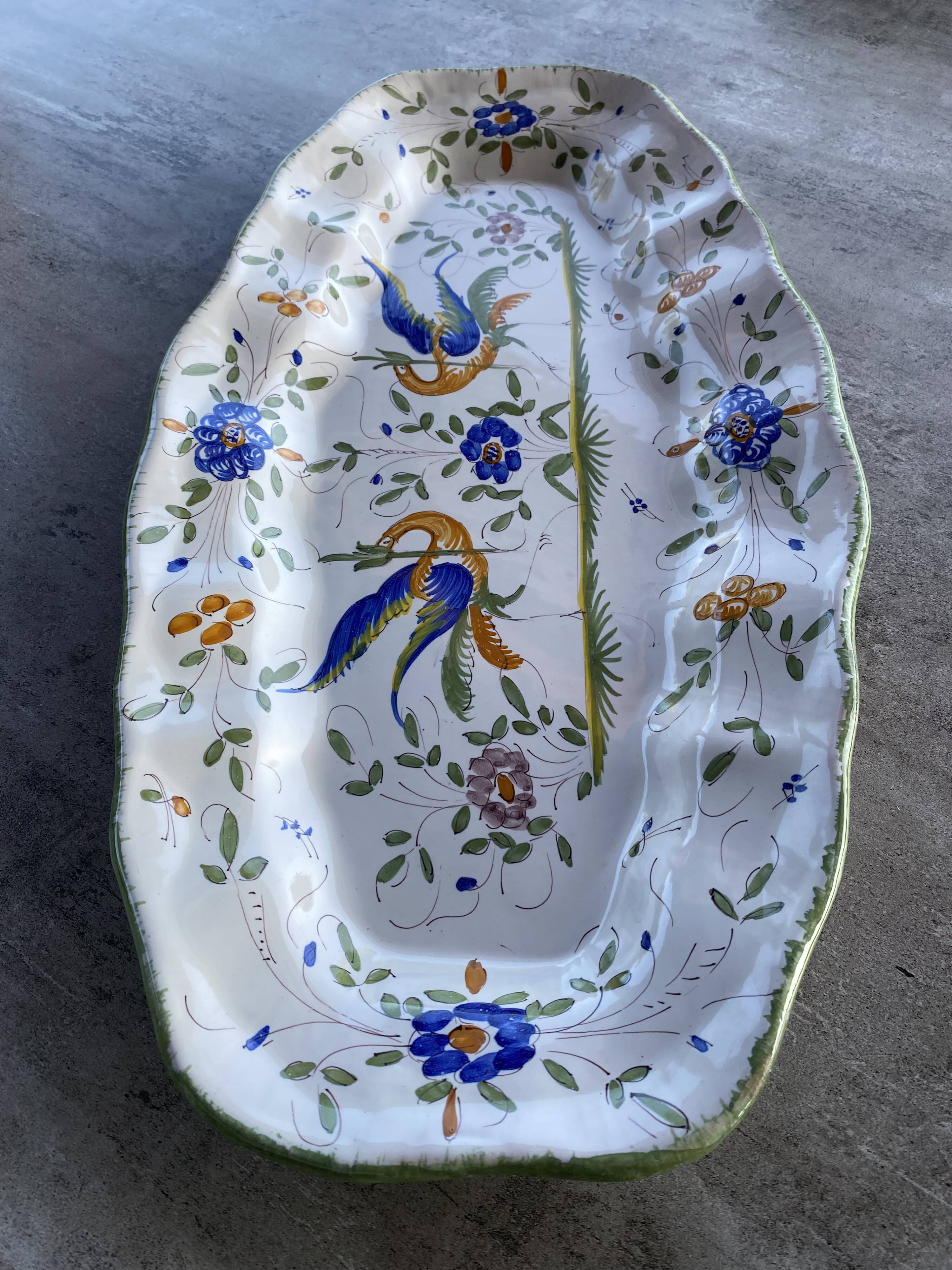 Very large decorative dish in Limoges earthenware