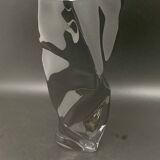 Black tinted glass vase with crumpled effect