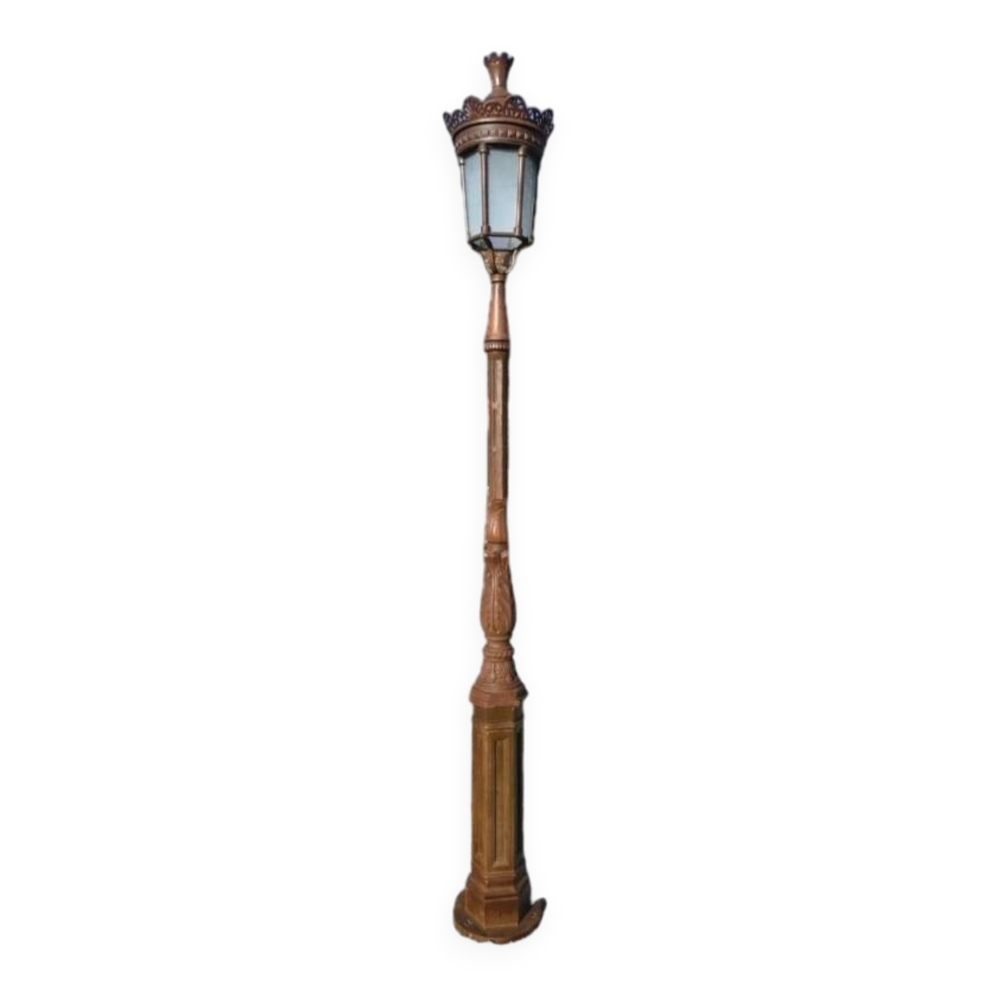 Cast iron street lamp with a lantern