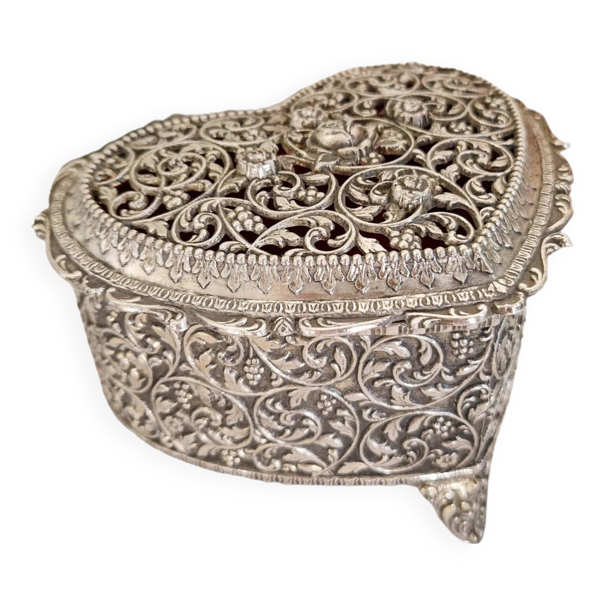 Coffret à Bijoux Ancien En Métal Gris Forme Commode - Vintage, Occasion