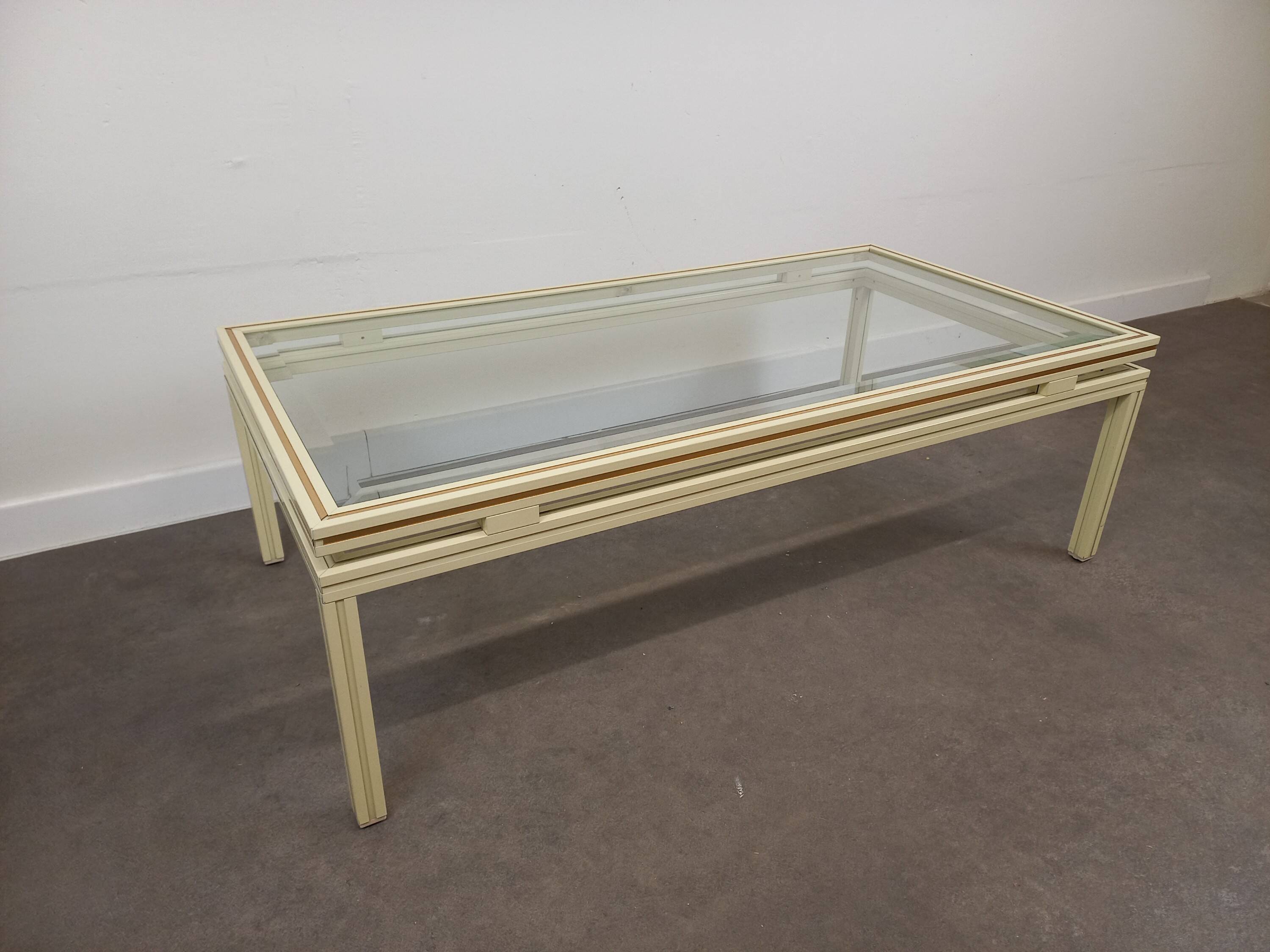 Glass and metal coffee table Pierre Vandel