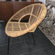 Vintage 70s rattan and metal sun lounger