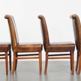 Set of 4 Sheepskin Leather Dining Chairs