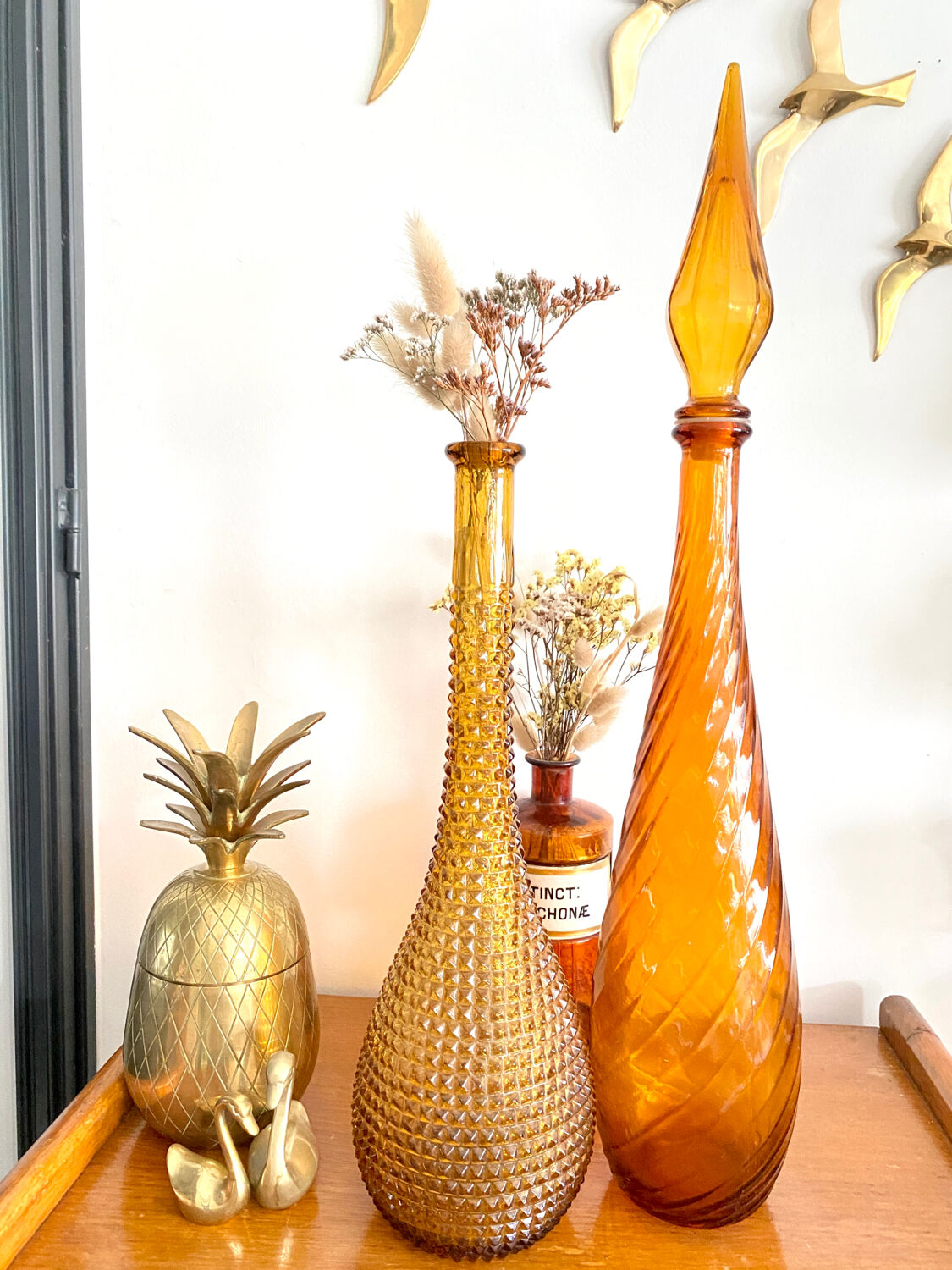 Vintage amber Empoli carafe