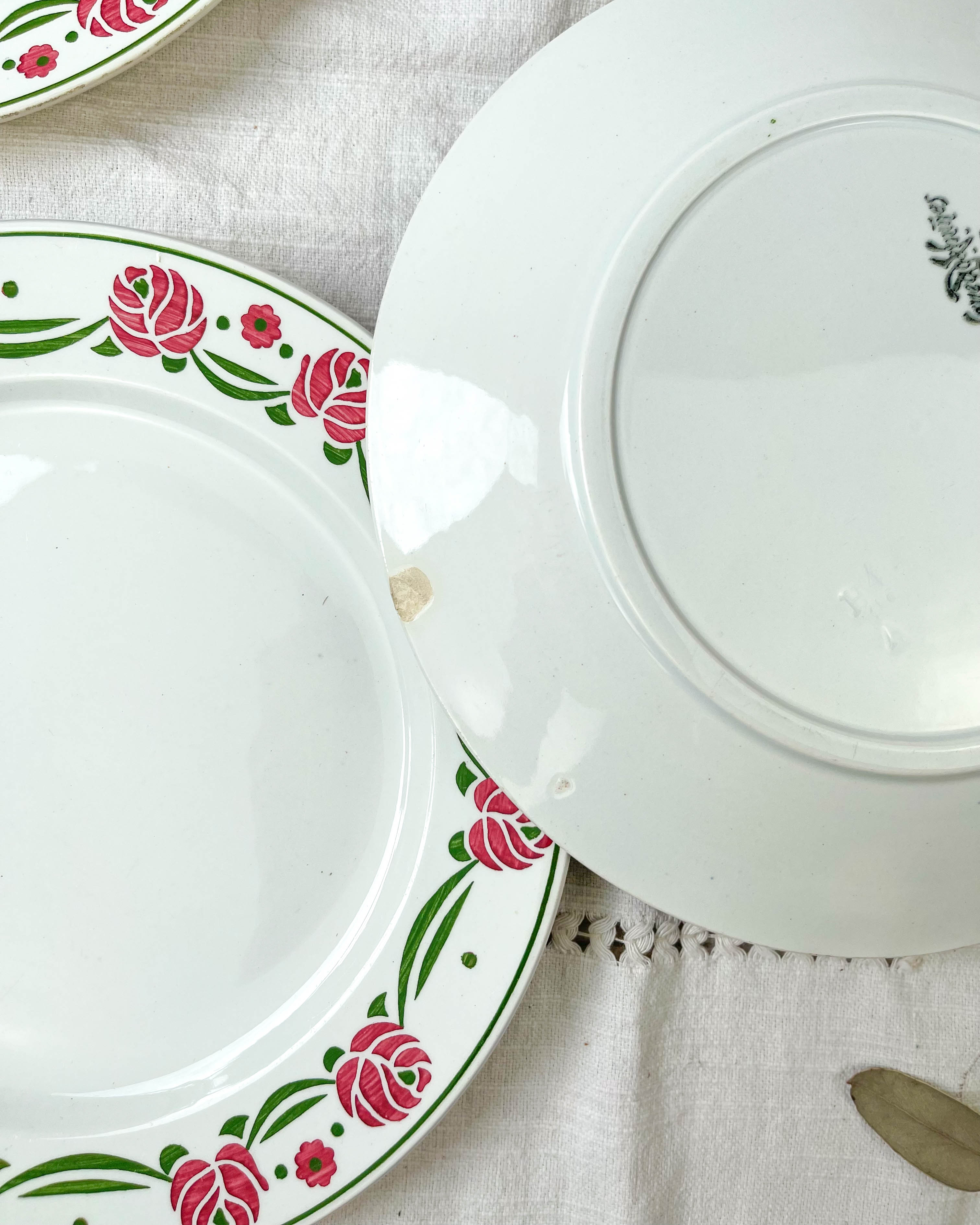 5 flat plates digoin sarreguemines model "mariette"
