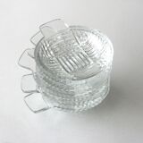 6 anciennes coupelles en verre plates avec anses