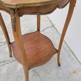 Selette pedestal side table Louis XV style with decorated marquetry and rosewood - 1900s
