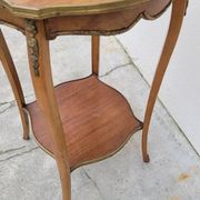 Selette pedestal side table Louis XV style with decorated marquetry and rosewood - 1900s