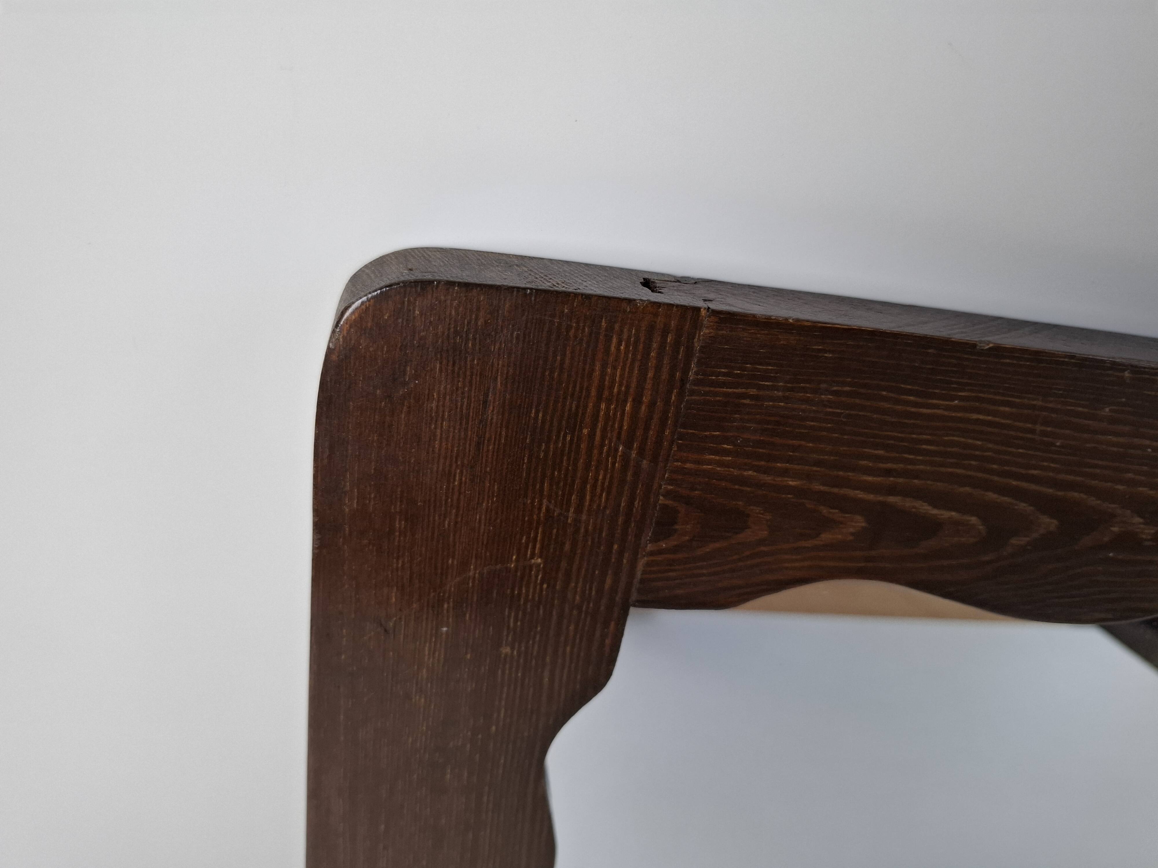 Czechoslovakian wall mirror with a wavy wooden frame, mid-century, 1940s