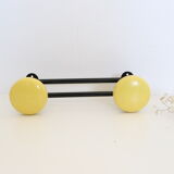 Wall coat rack in yellow and black metal, vintage