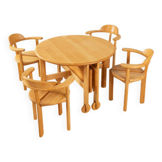 Ensemble de salle à manger vintage, table extensible et chaises