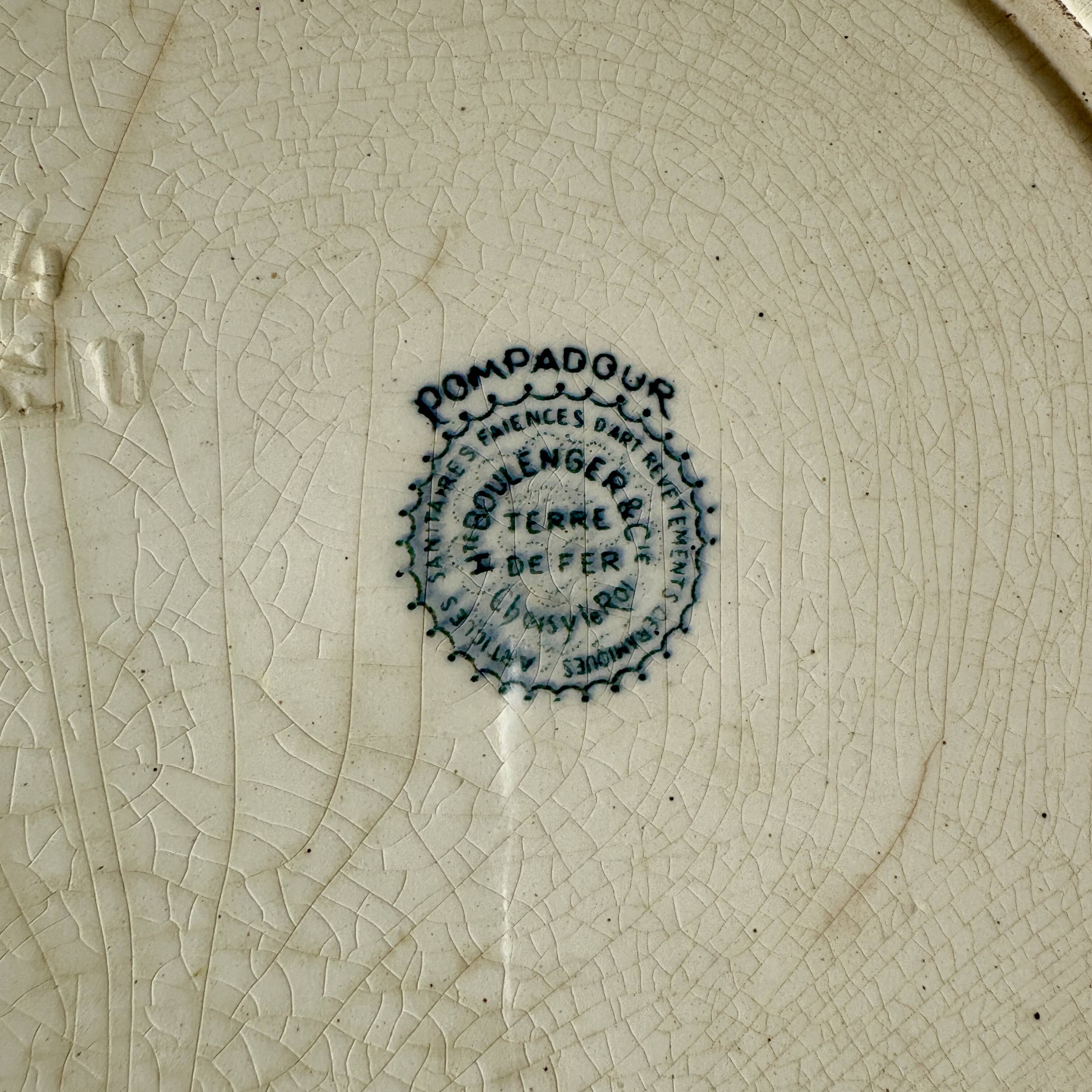 Antique round ironstone dish - Pompadour de Choisy le roi