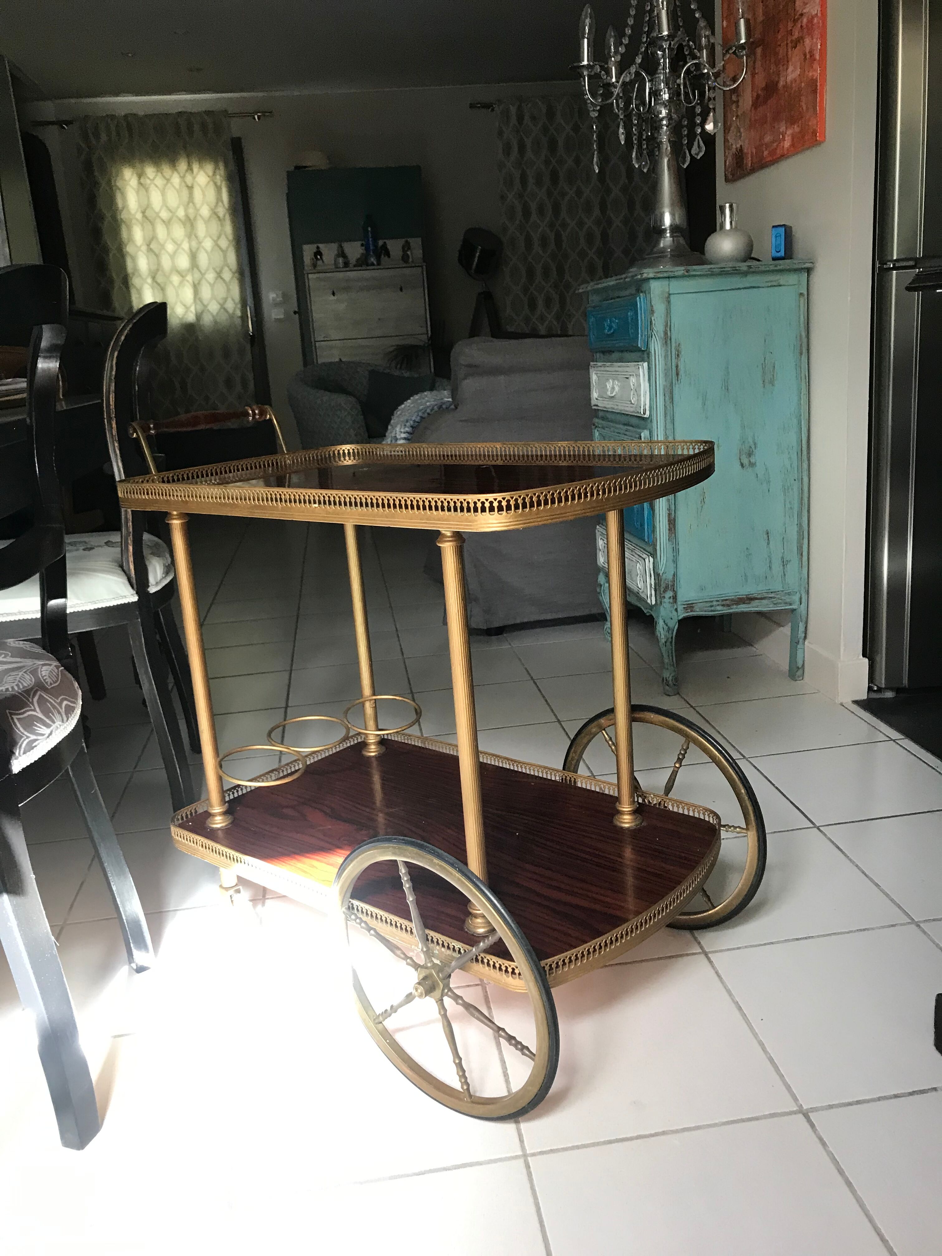 Rolling service wood and brass