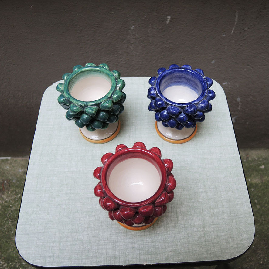 3 small pine cone bowls in ceramic Alemanna – Caltagirone
