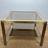 Pair of large square brass side tables