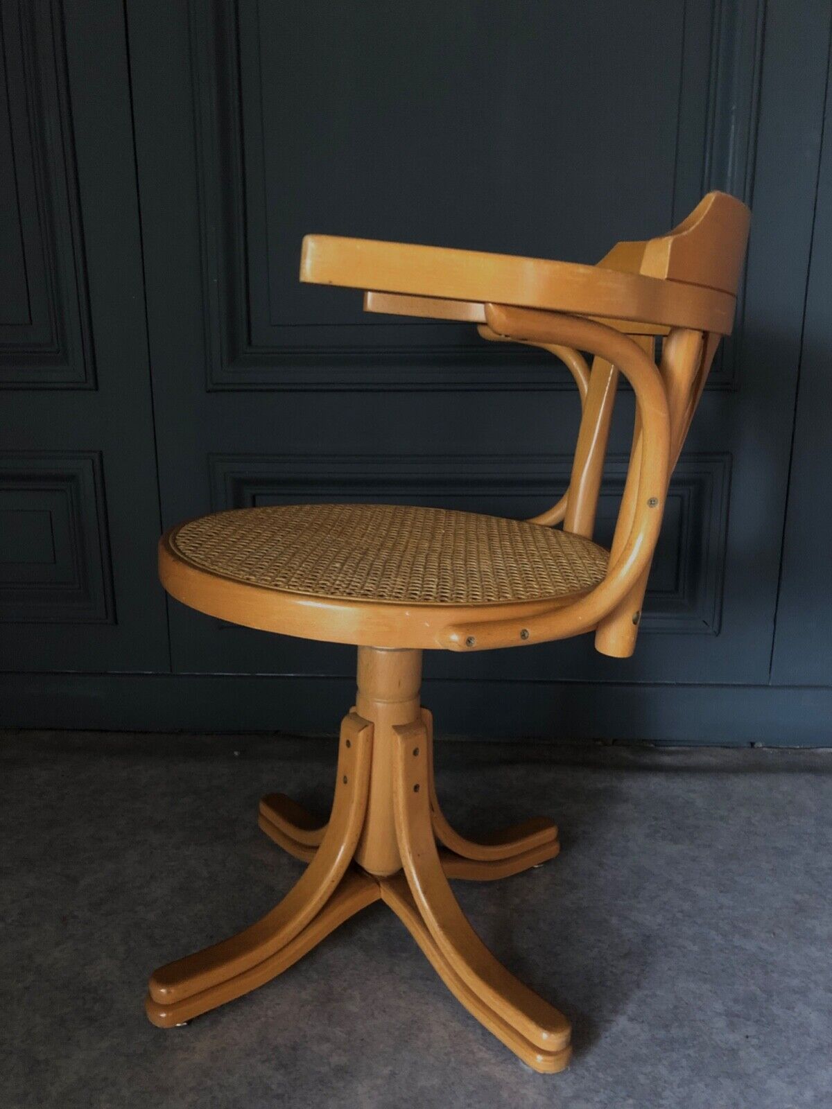 Armchair american turning desk wood hanger chene clair 1960 cannage