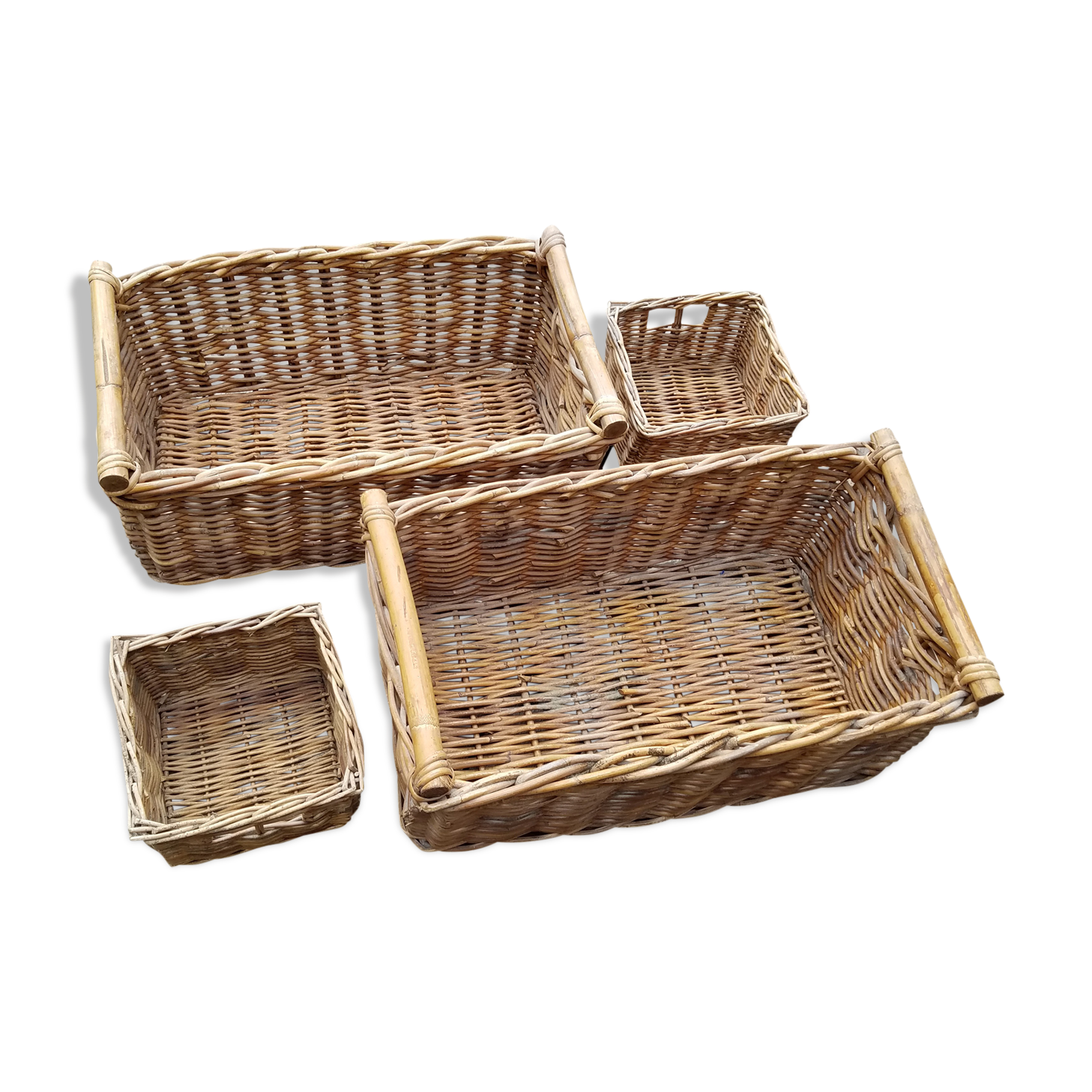 Set of four wicker baskets