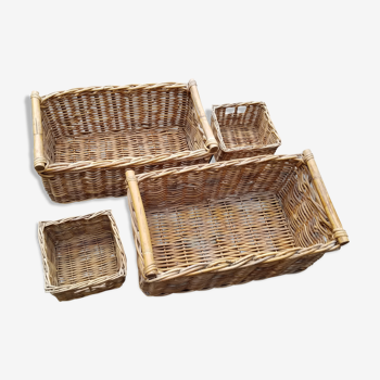 Set of four wicker baskets