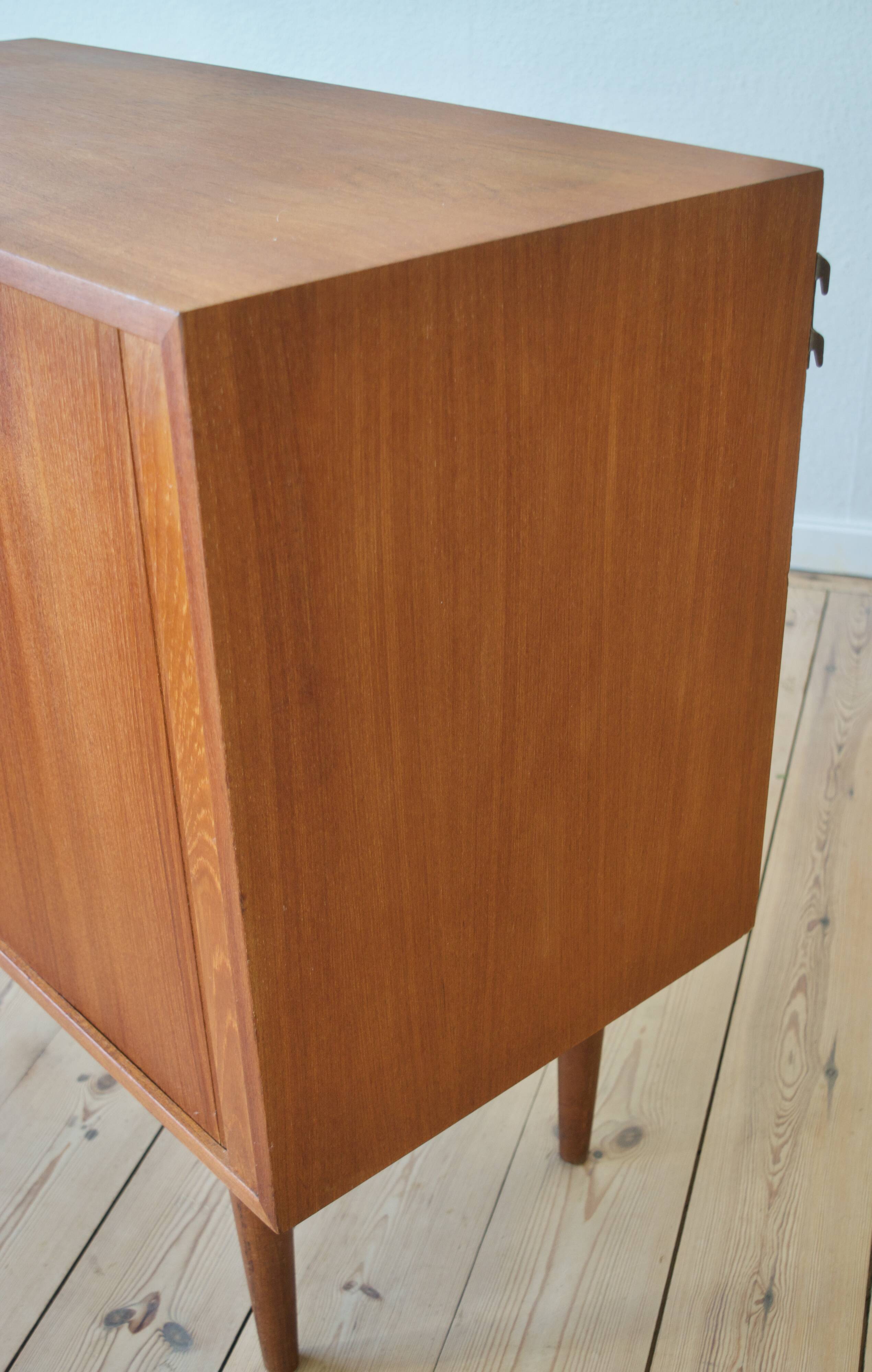 Teak cabinet with tambour doors by Kai Kristiansen For FM Møbler