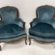 Pair of Louis XV style armchairs in natural wood, 20th century.