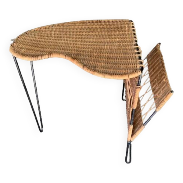 Table d’appoint en osier rotin