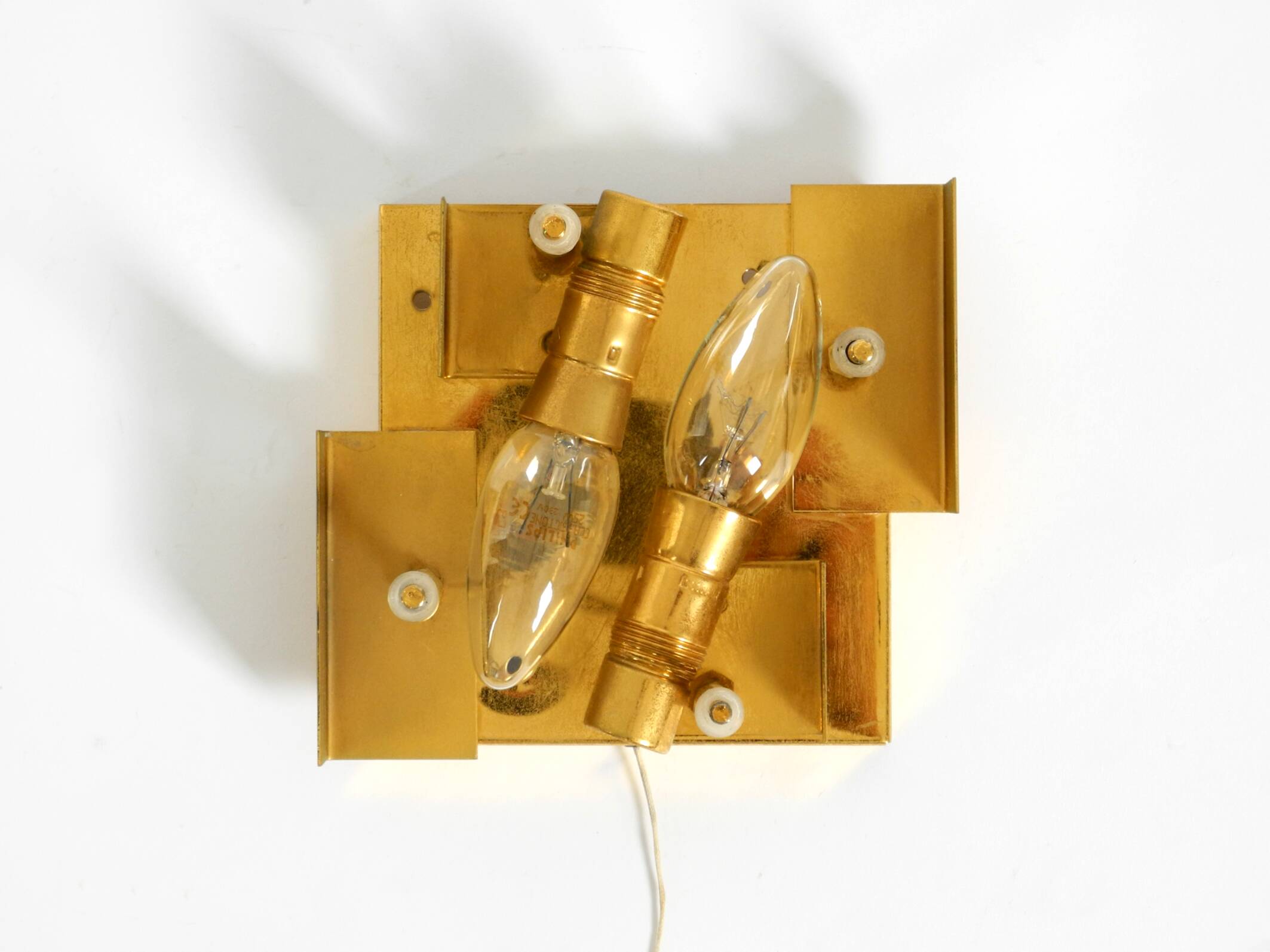 1960s Kinkeldey crystal glass and brass wall lamp in mint condition