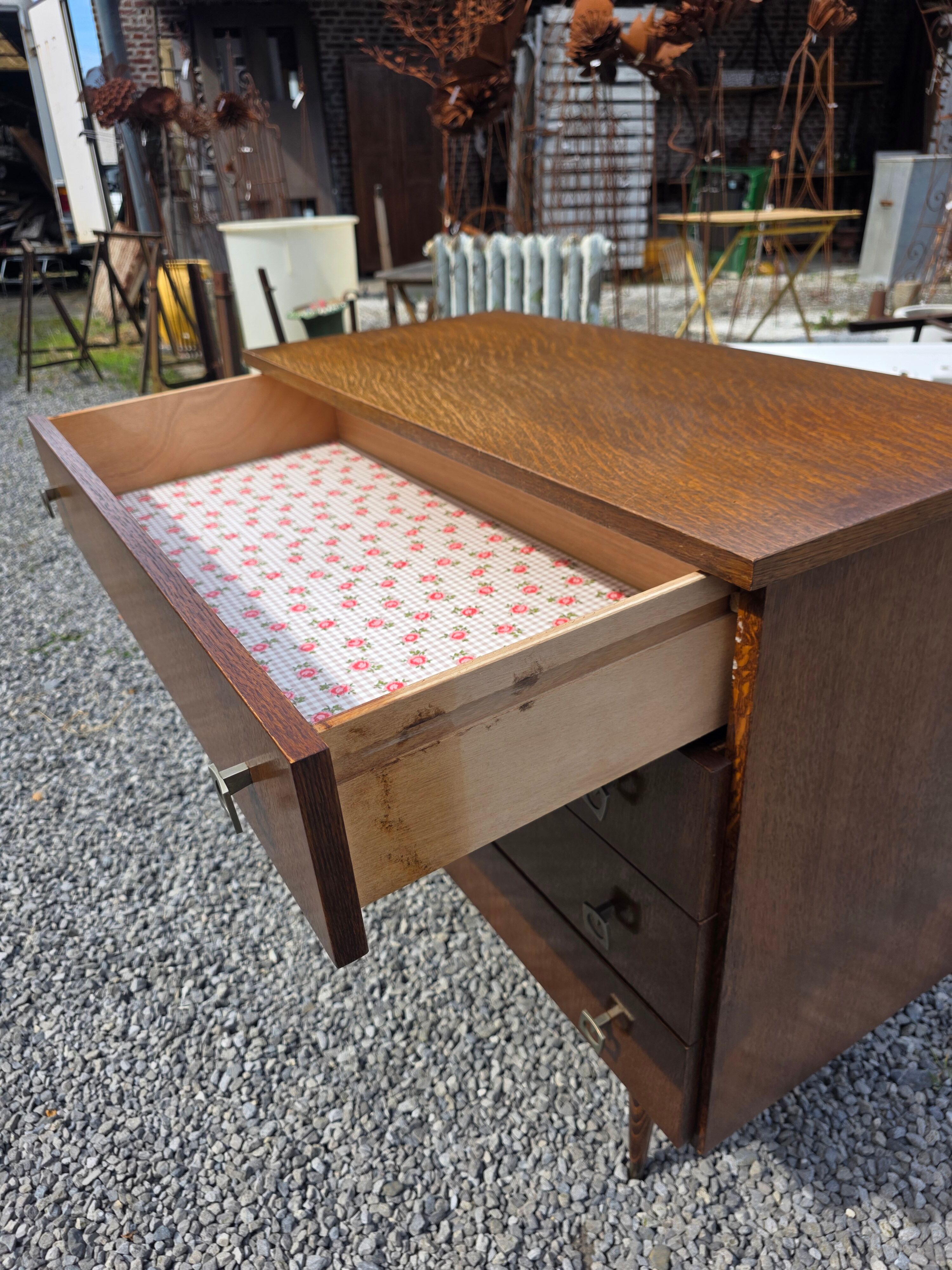 Vintage oak commode from the 1960s.