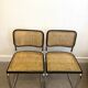 Pair of Marcel Breuer B32 Cesca chairs made in Italy.