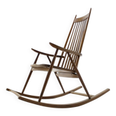 Chaise berçante en bois de style scandinave des années 60, Tchécoslovaquie.