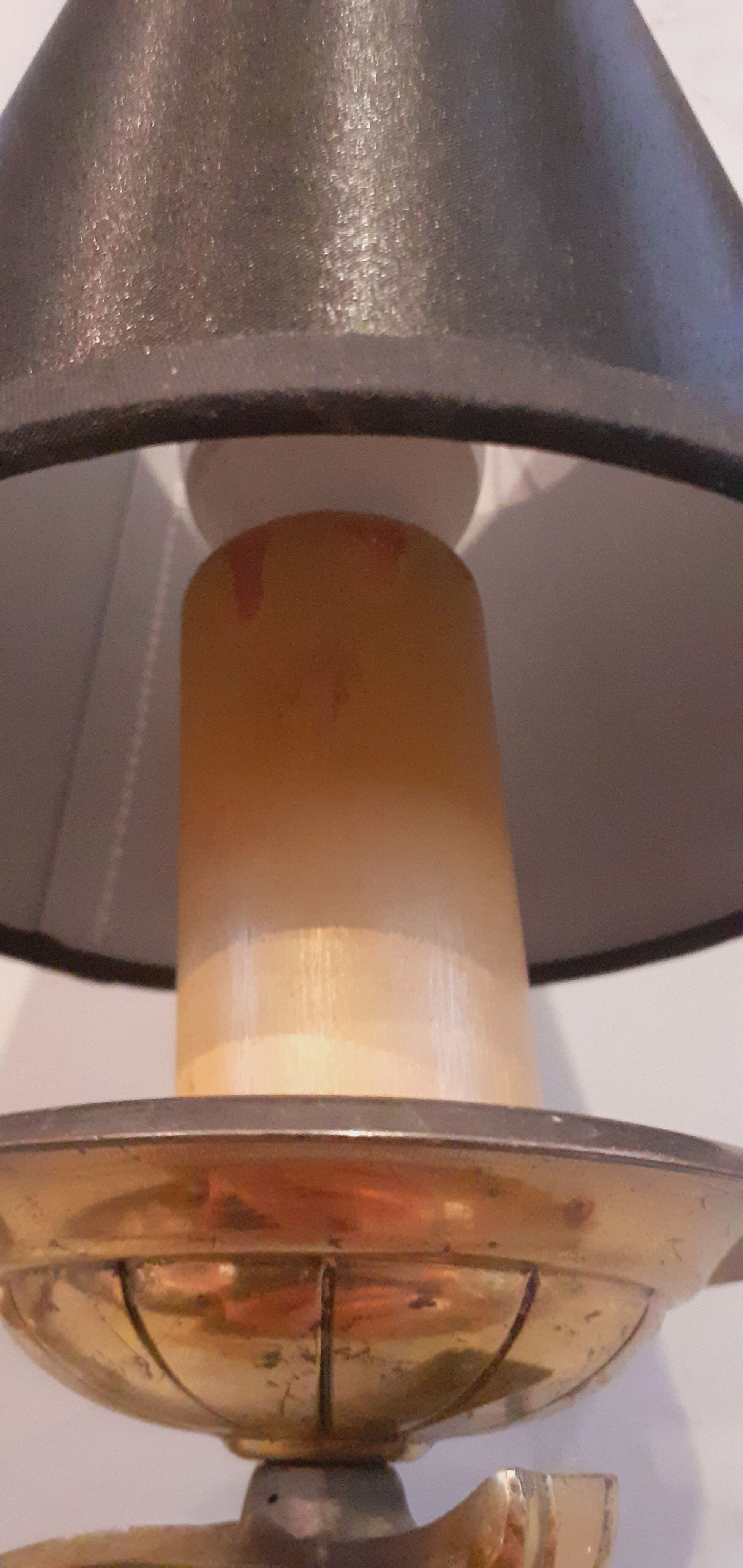 Pair of wall lamps double year 50 in bronze neo-classical style signed Petitot