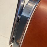 Set of 4 dining chairs in chrome and leather for Cidue Italy 1970