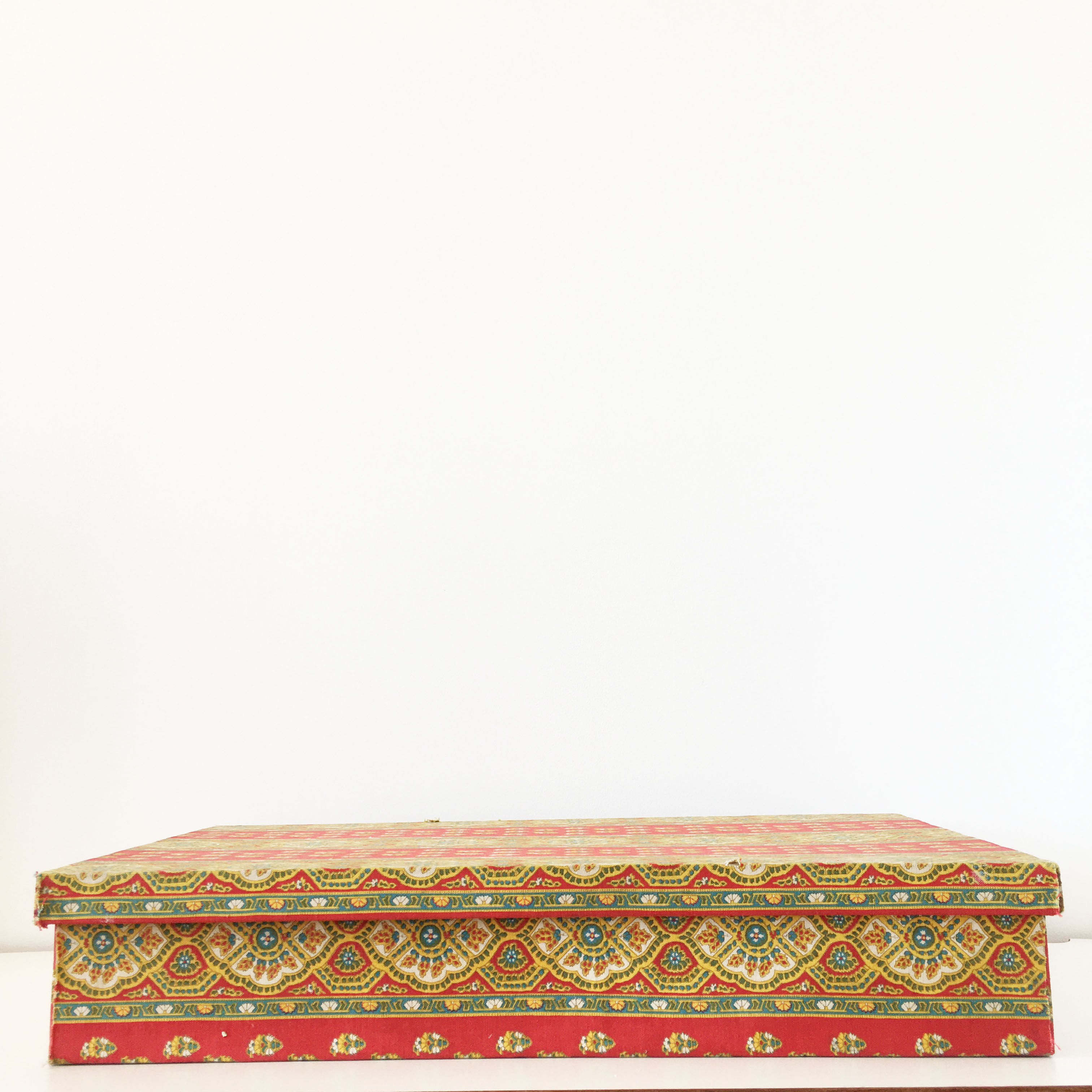 Old wooden box and fabrics