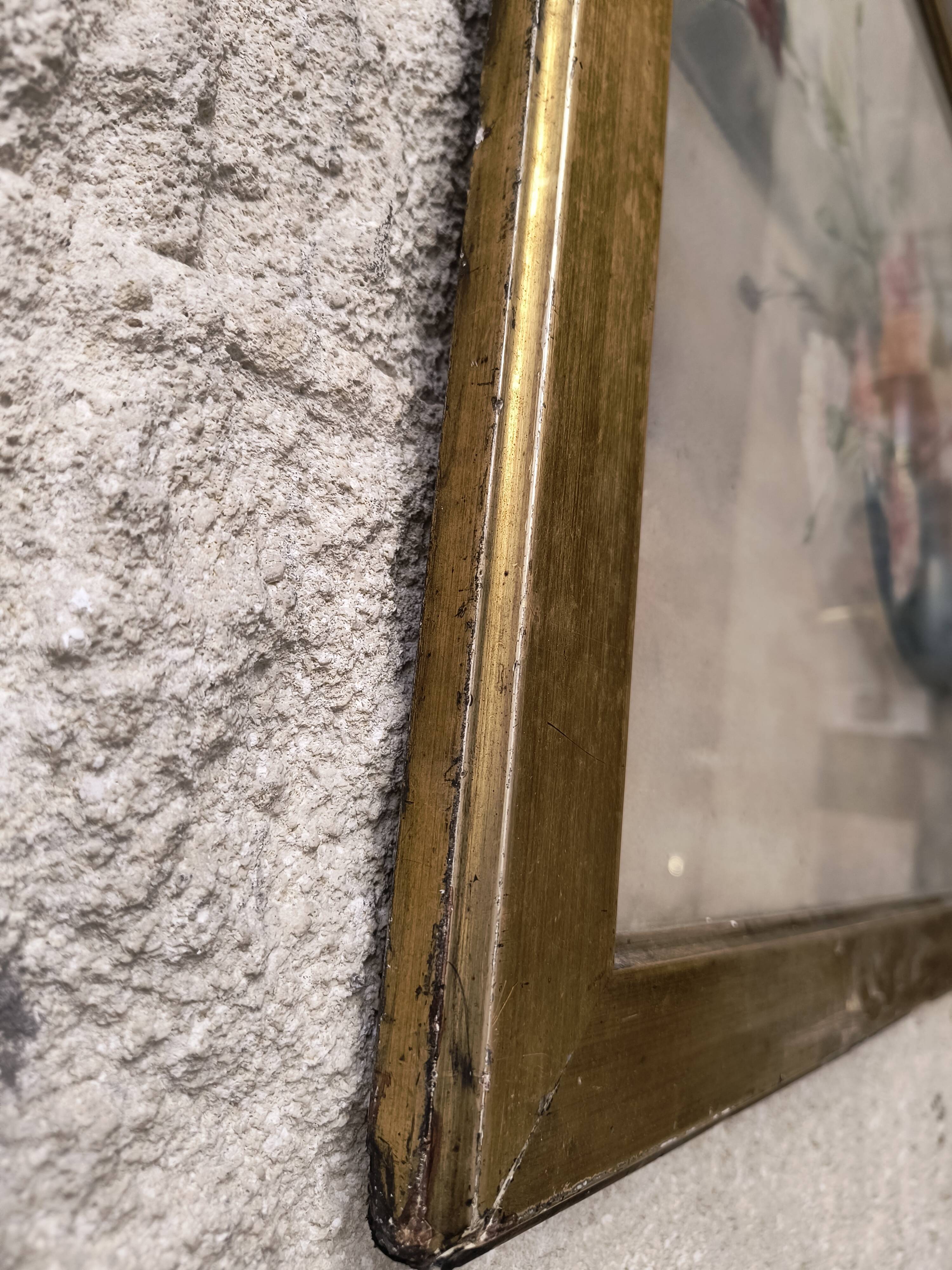 Watercolour signed MARTHE ROBLOT in a gold leaf frame