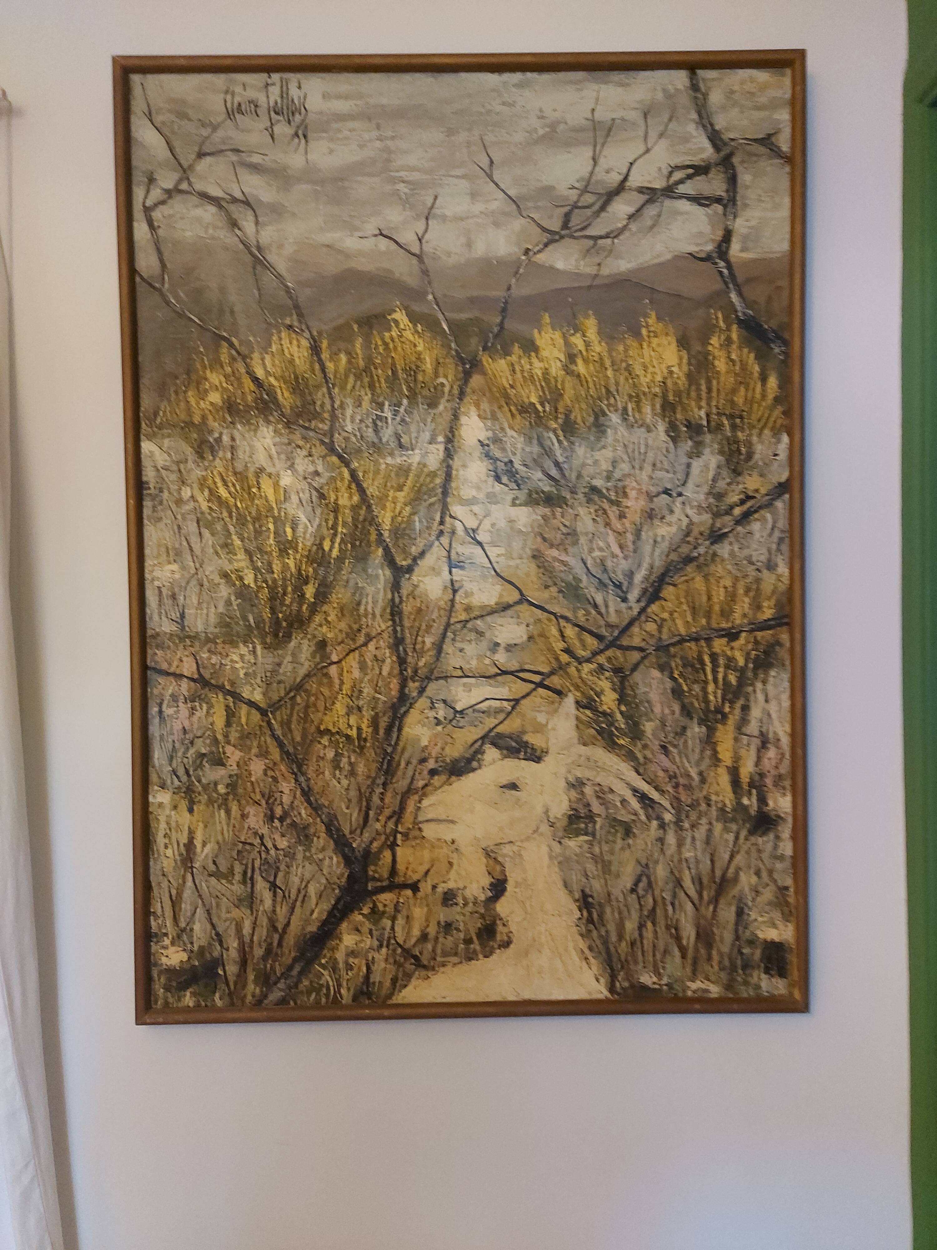 Oil painting on canvas, Claure Jallois, landscape cevenol ( 1959 )