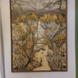 Oil painting on canvas, Claure Jallois, landscape cevenol ( 1959 )