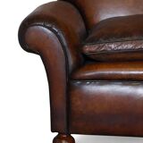 Antique Victorian leather canapé, hand-dyed, 3-4 seats.