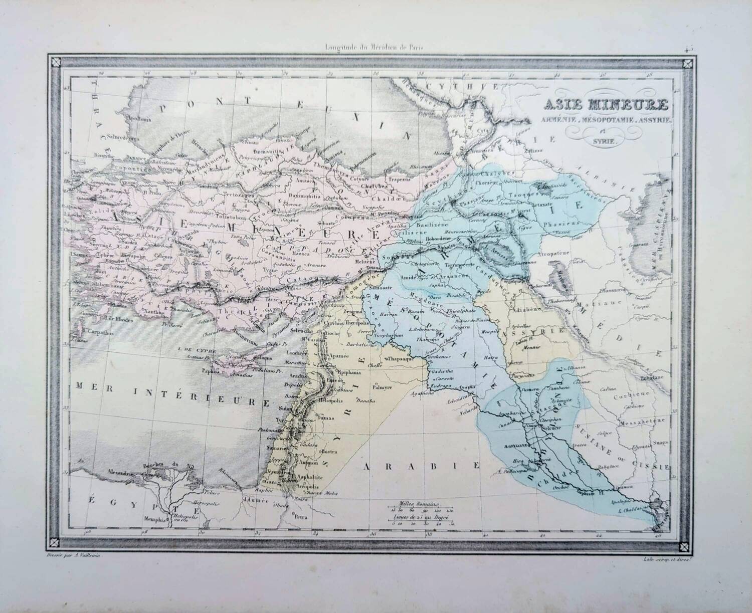 Asia Minor, old map, printed in 1852.