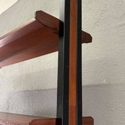 Mid-Century Modern Modular Wall Unit, Veneer & Black Metal Shelving Cabinet, 1960s, Europe