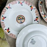 Plat et assiettes art deco, Longwy - décor Maurice