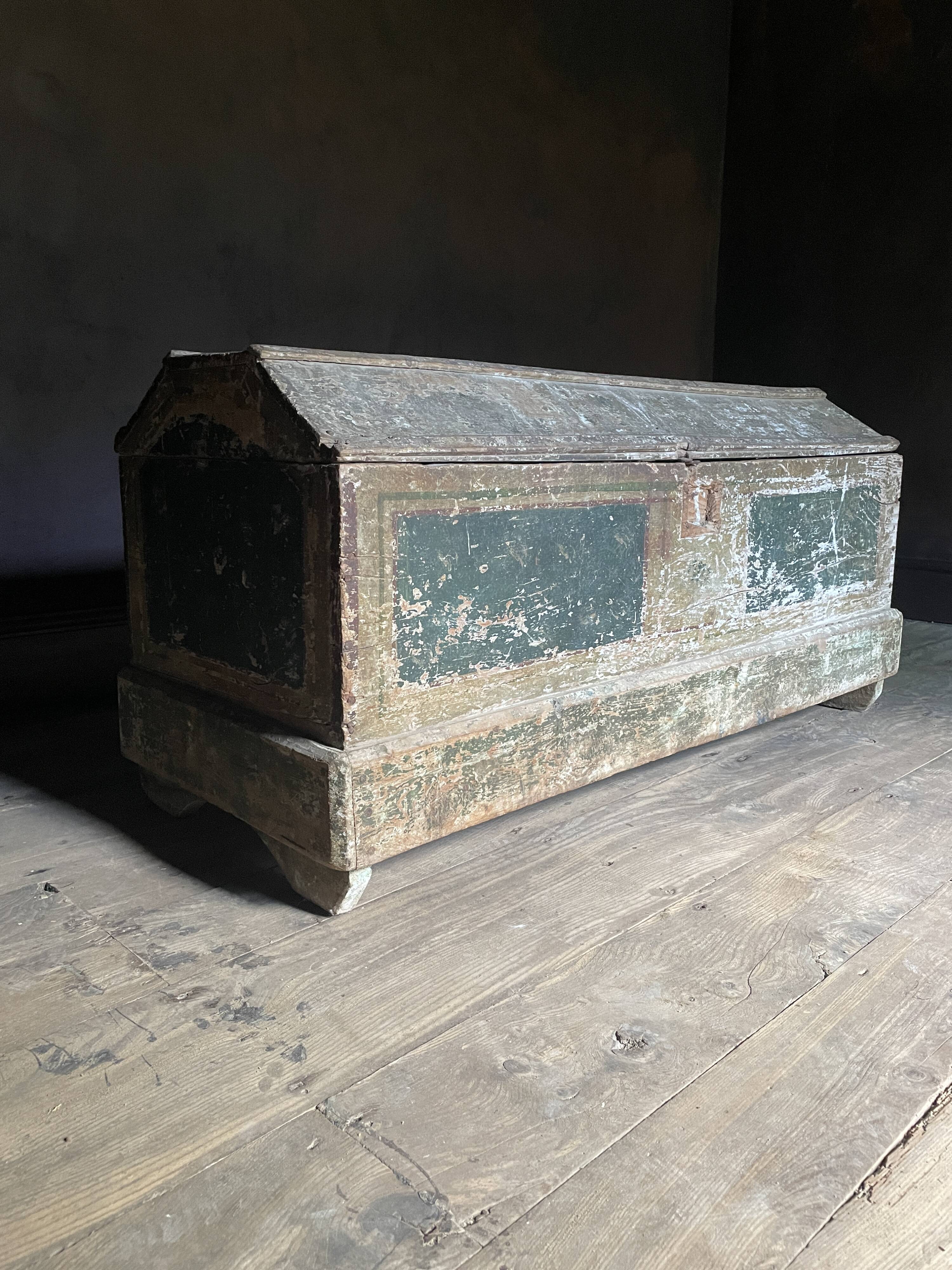 Large Antique 19th Century Continental Painted Pine Blanket Chest | Antique