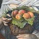 Tableau Pastel 1857 "Jeune fille aux fruits" par Mme Ganthenet