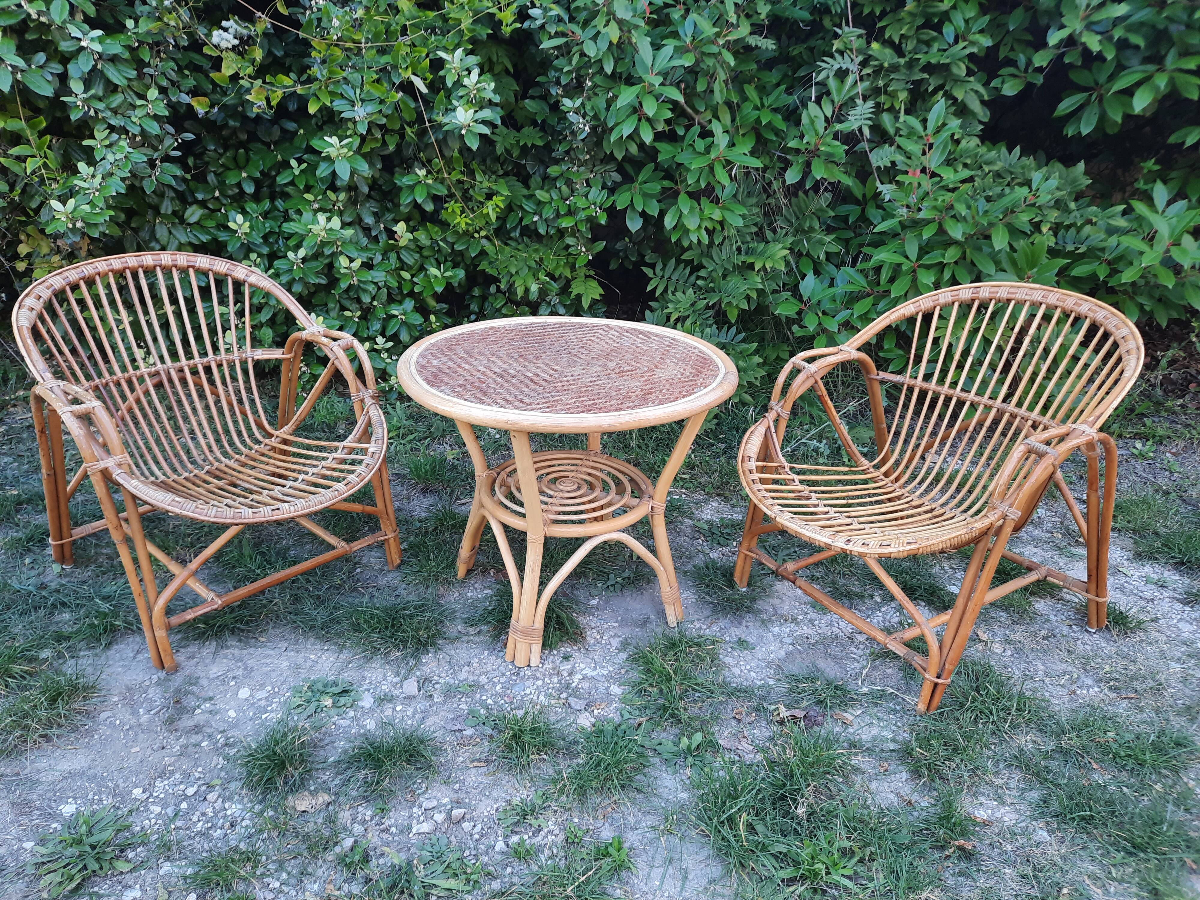 Rattan and bamboo living room