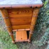 Bamboo and marble bedside table