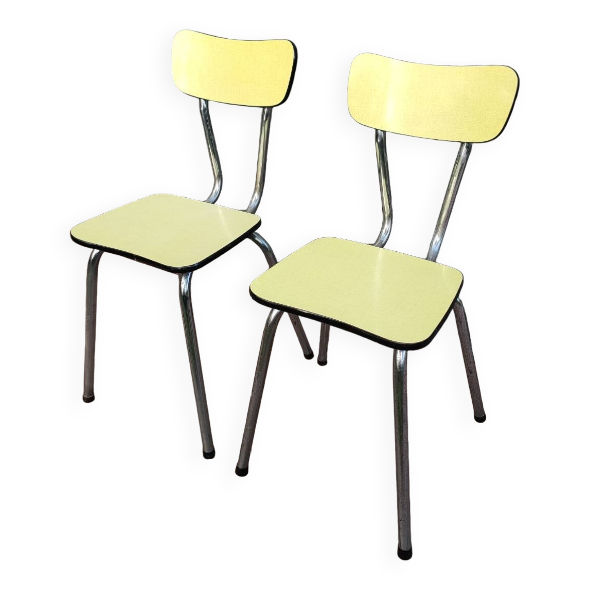 Paire de chaises en formica jaunes
