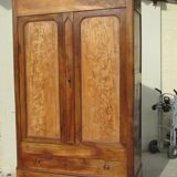 Large linen wardrobe in walnut and burl, Louis Philippe