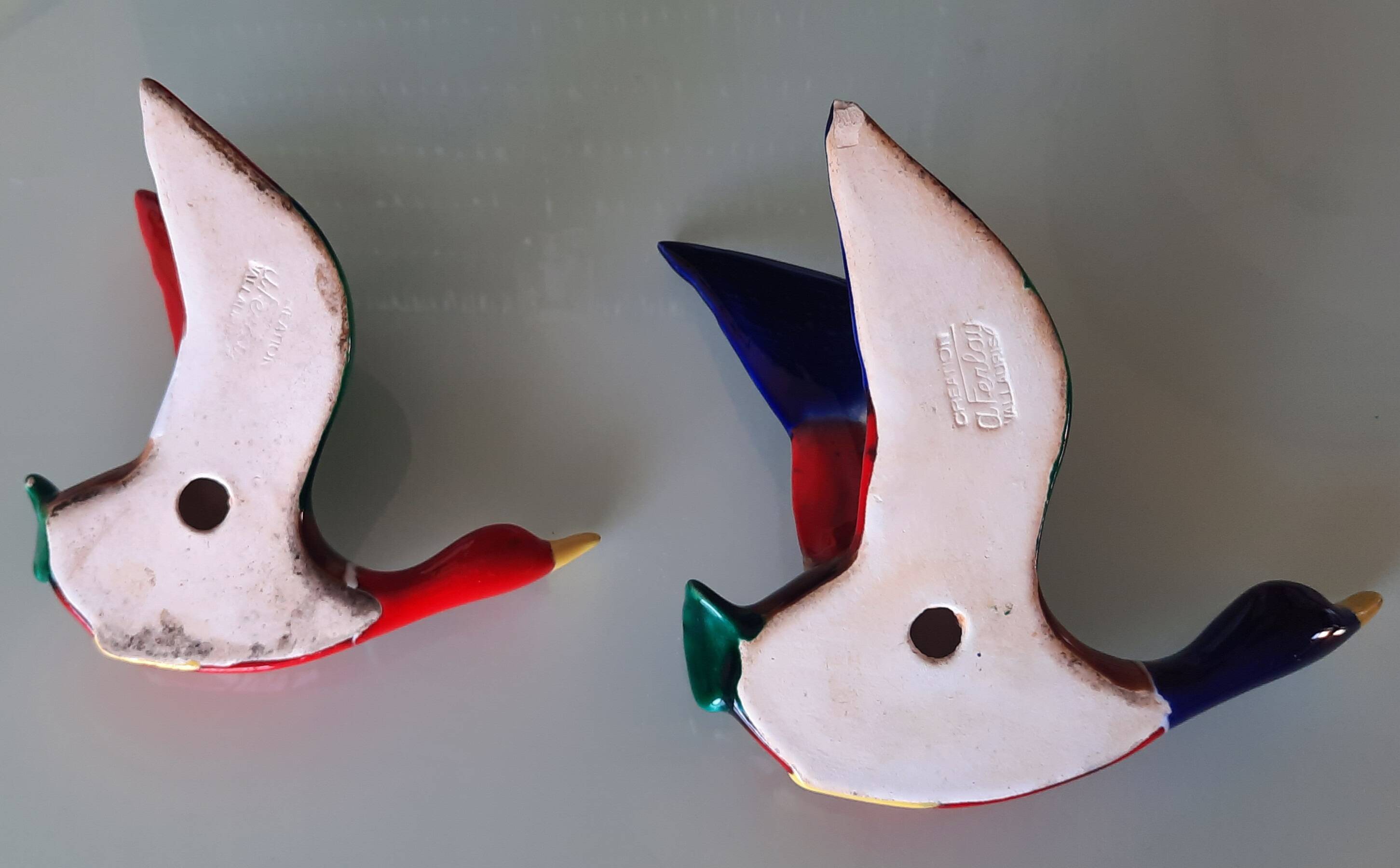 Pair of glazed ceramic wall ducks