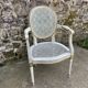 White and blue caned medallion armchair Louis XVI