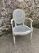 White and blue caned medallion armchair Louis XVI