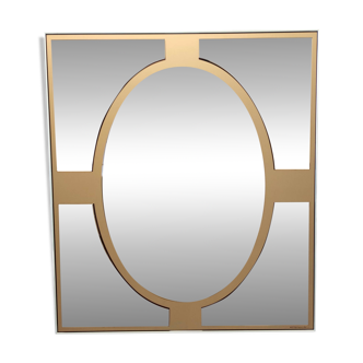 Miroir mural rectangulaire postmoderne en bronze par Giannobi, Italie, années 1980
